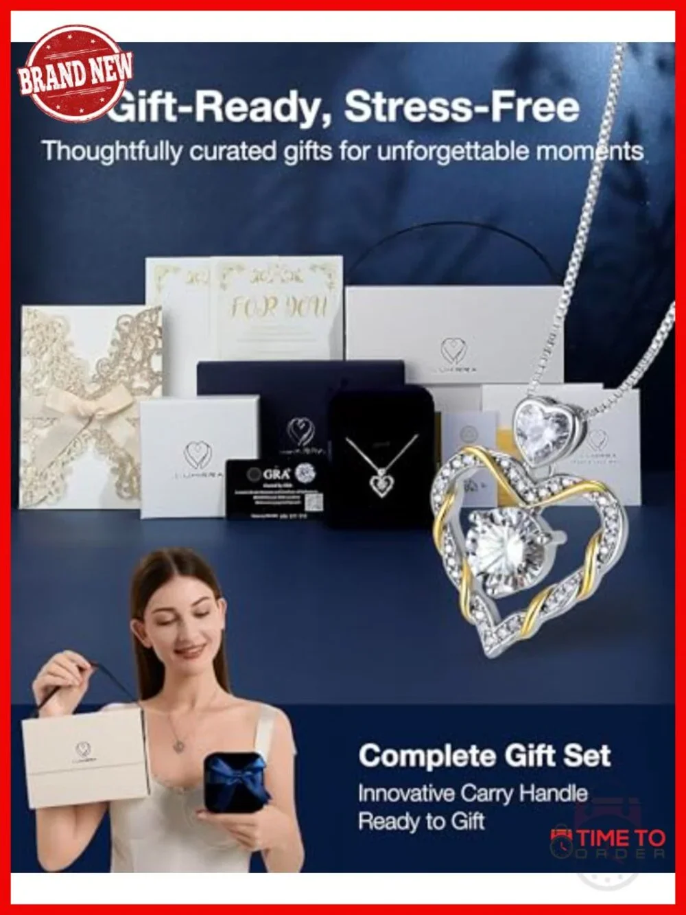 1.5 Carat Heart Moissanite Pendant Necklace 925 Sterling Silver Gift Set